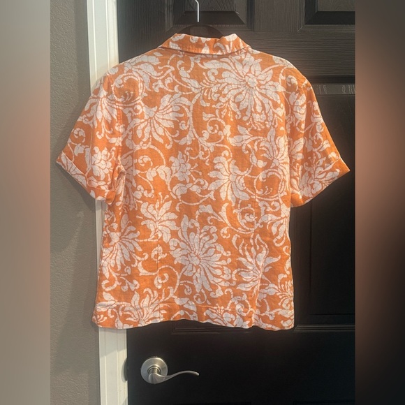 Chico's Vibrant Orange and White Floral Shirt - Picture 2 of 4